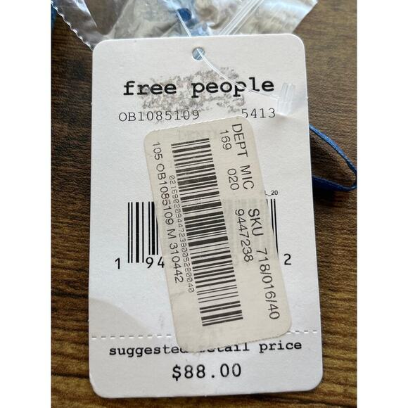 We The Free Womens M Blue Chambray Crop Top Adjustable Straps Coquette/Fairy - Picture 3 of 7